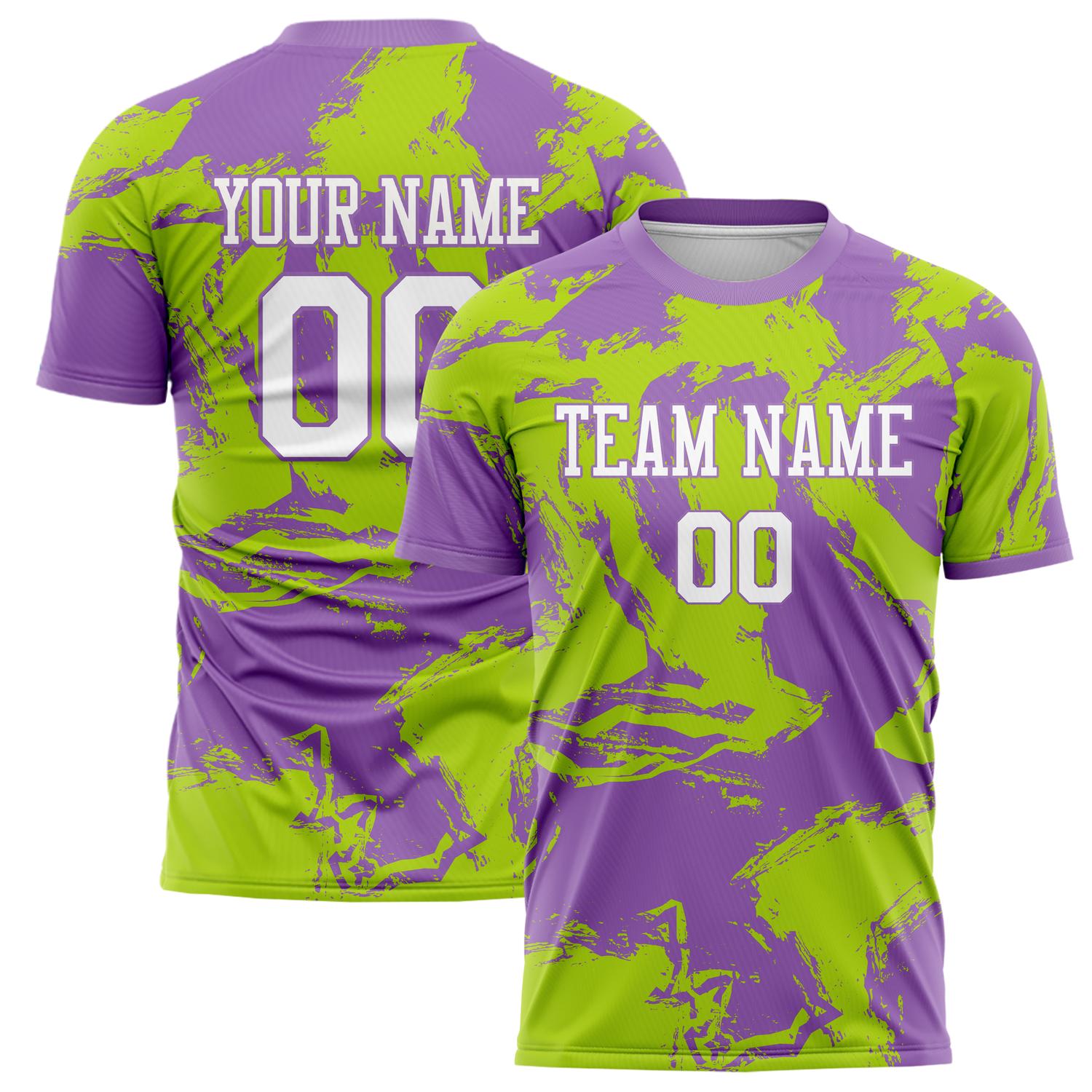Custom Purple Green Pattern Soccer Jersey FT02240809JC033