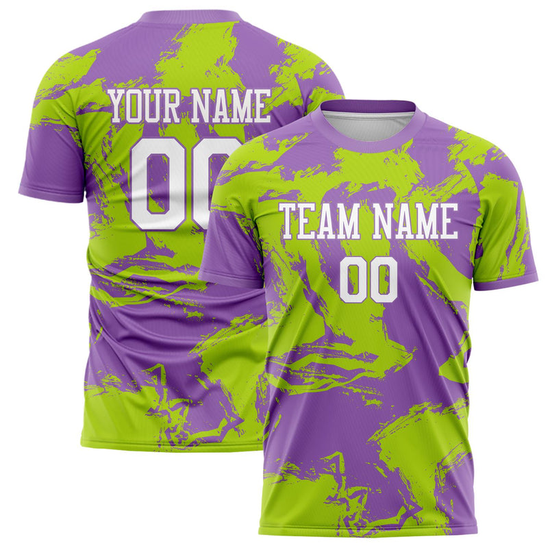 Custom Purple Green Pattern Soccer Jersey FT02240809JC033