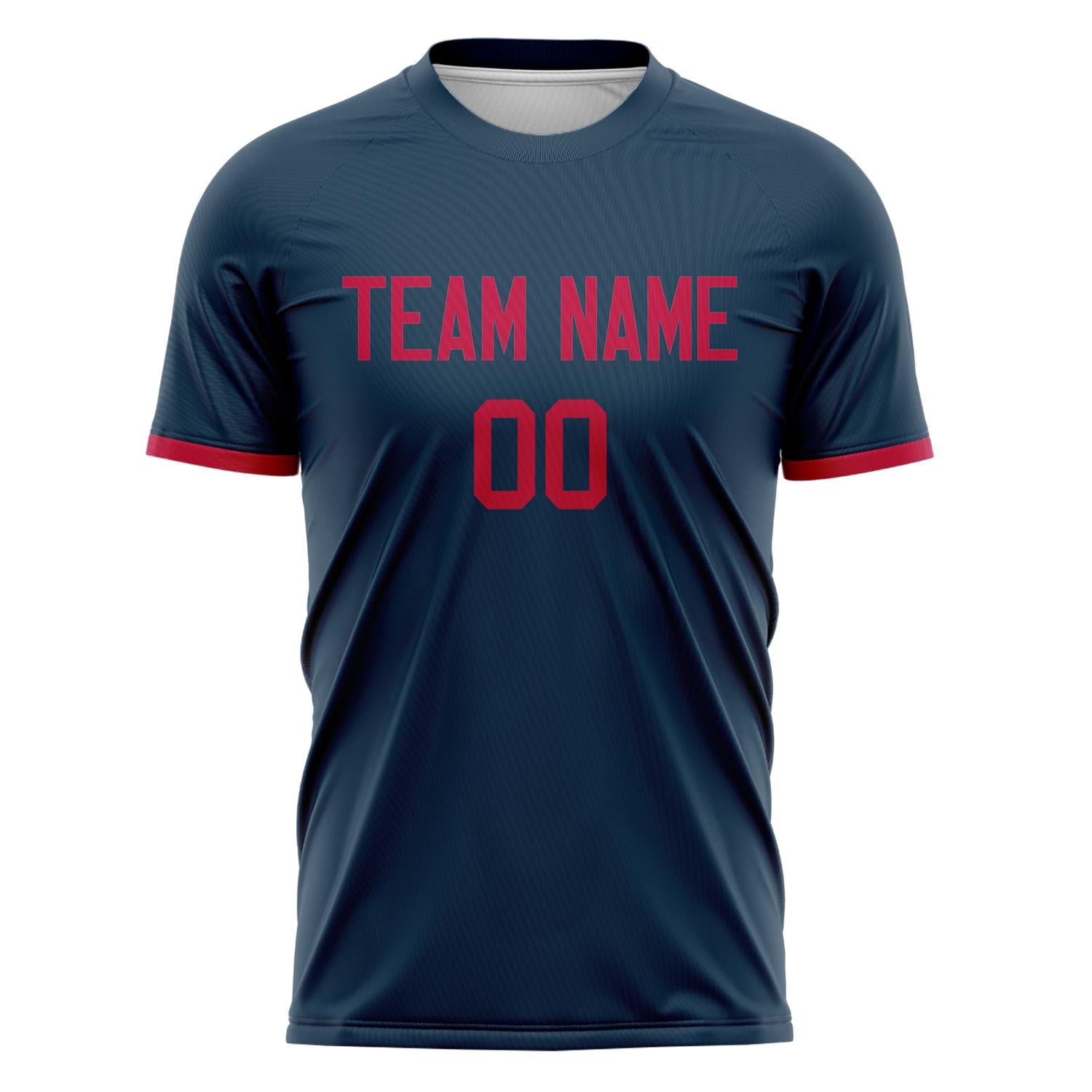 Custom Navy Red Pattern Soccer Jersey