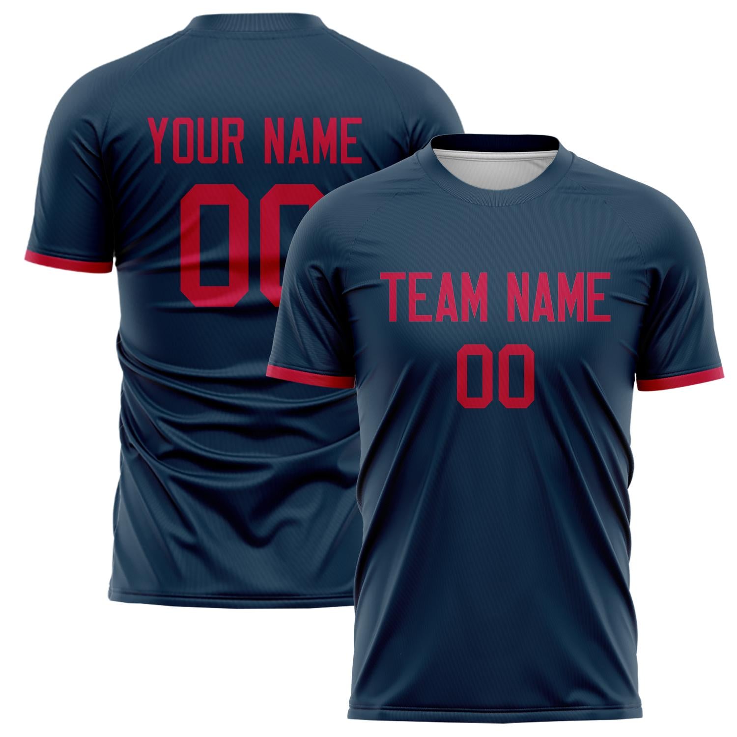 Custom Navy Red Pattern Soccer Jersey FT02240809JC036