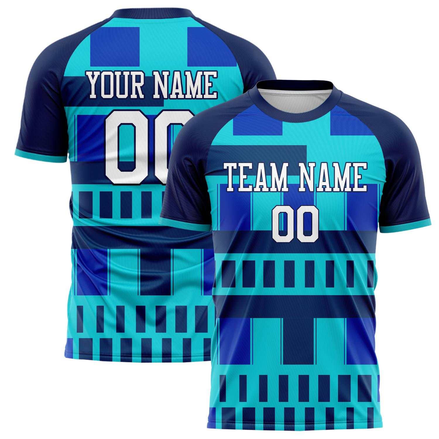 Custom Blue Navy Pattern Soccer Jersey FT02240809JC037