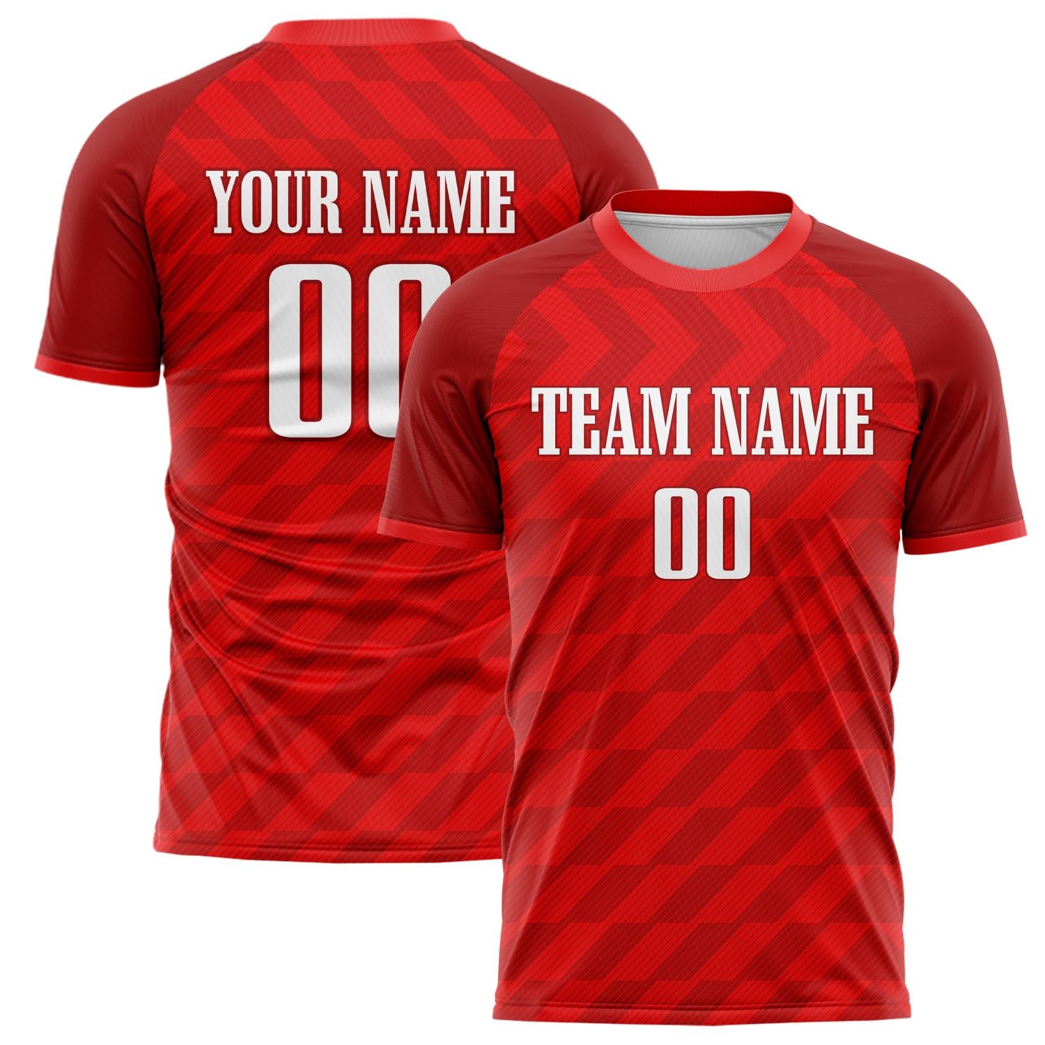 Custom Red White Pattern Soccer Jersey FT02240809JC038