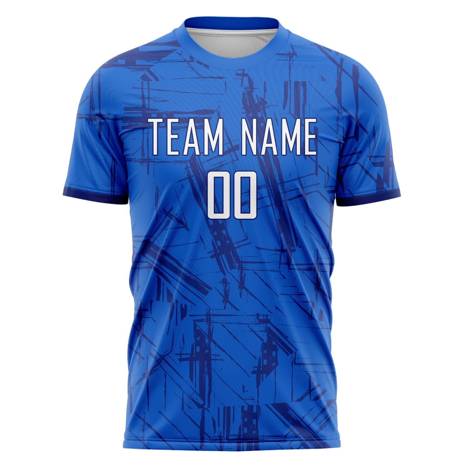 Custom Blue White Pattern Soccer Jersey