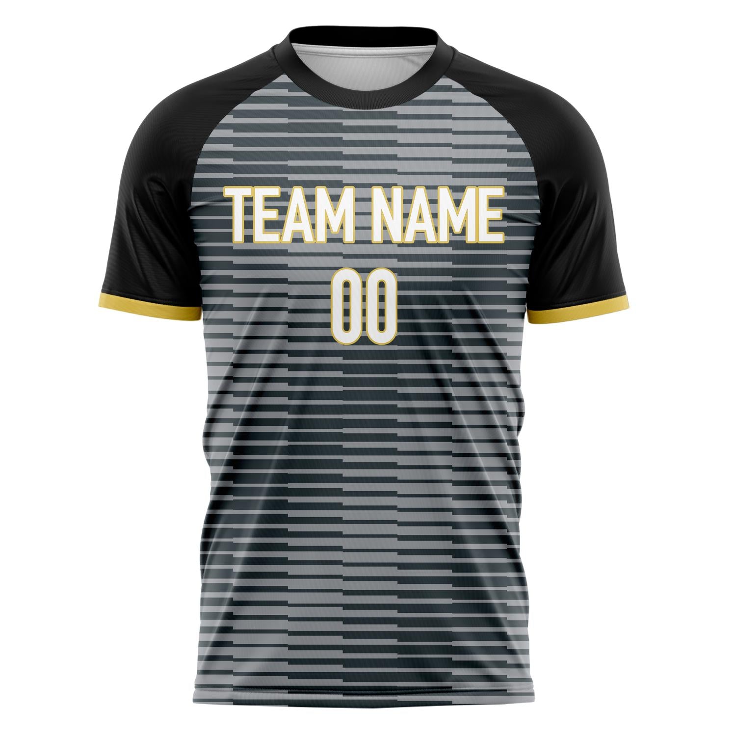Custom Gray Black Pattern Soccer Jersey