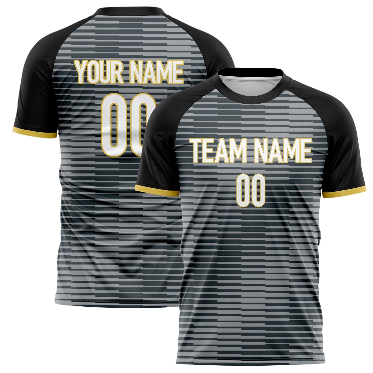 Custom Gray Black Pattern Soccer Jersey FT02240809JC040