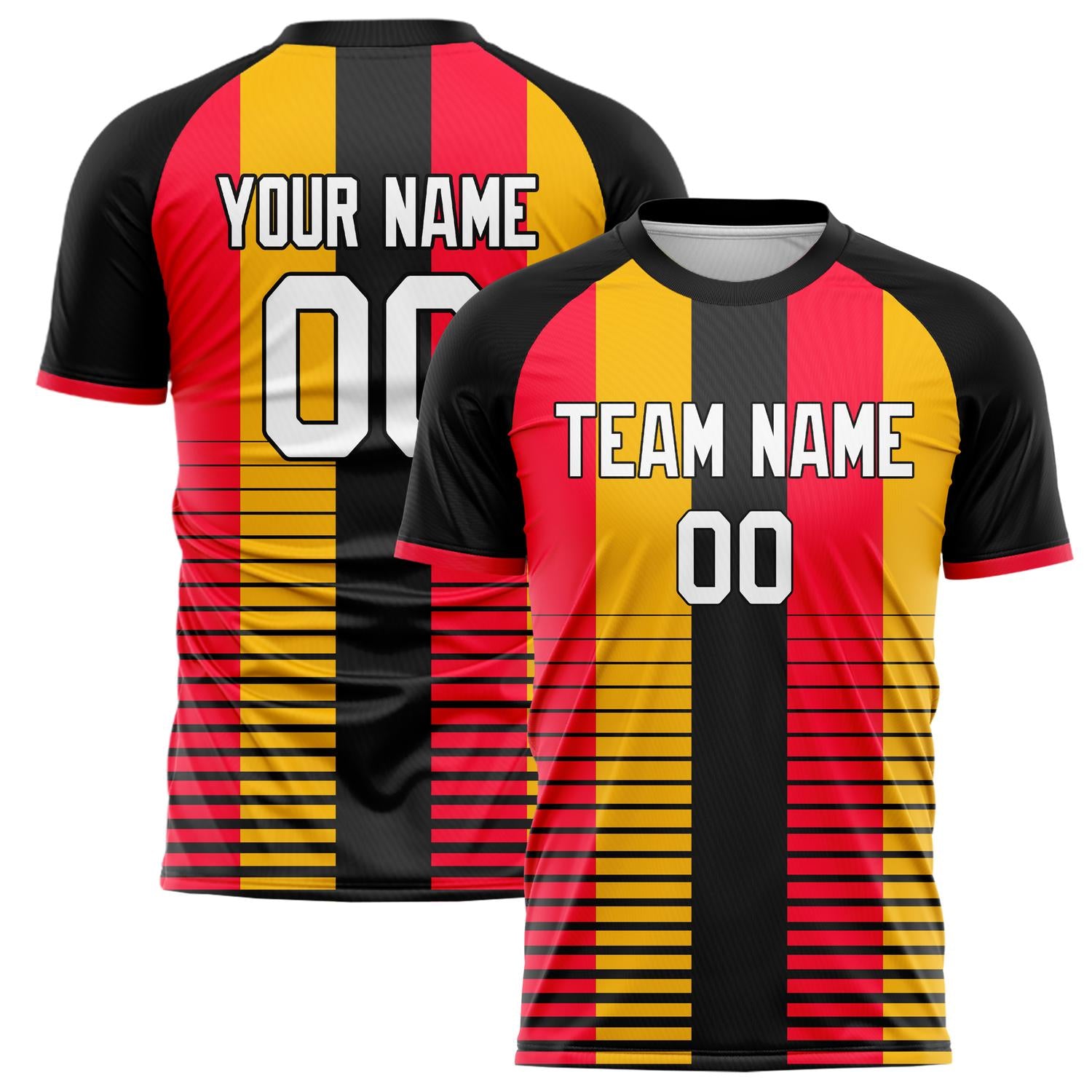 Custom Black Red Pattern Soccer Jersey FT02240809JC042
