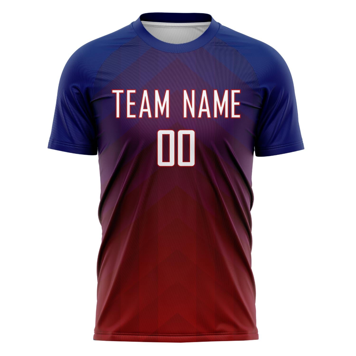 Custom Navy Red Pattern Soccer Jersey