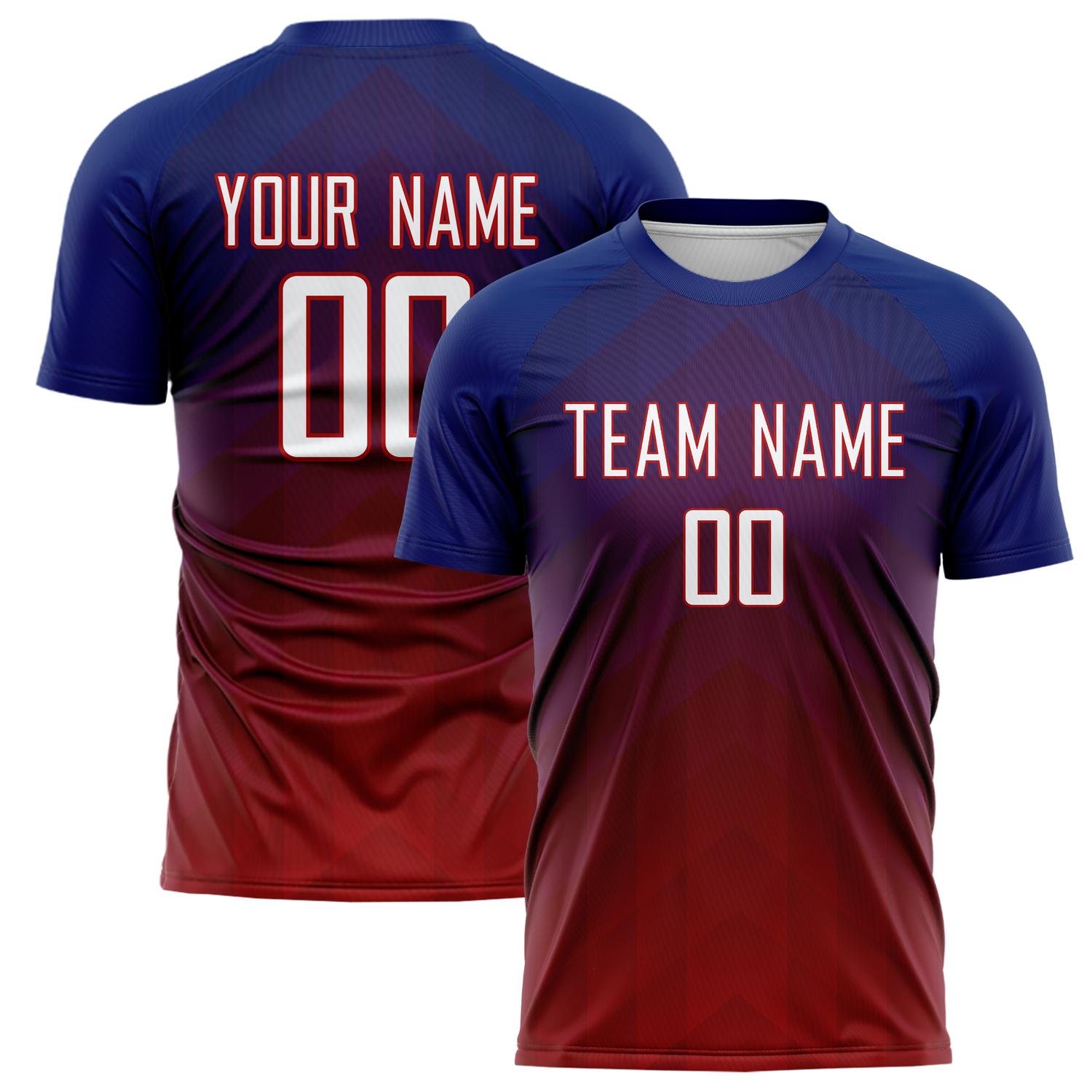 Custom Navy Red Pattern Soccer Jersey FT02240809JC043