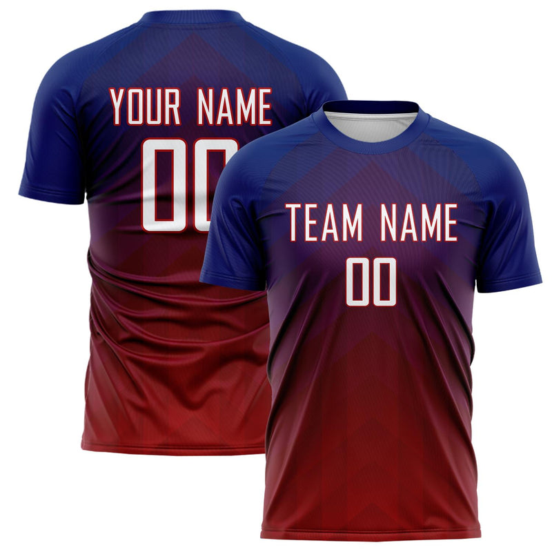 Custom Navy Red Pattern Soccer Jersey FT02240809JC043