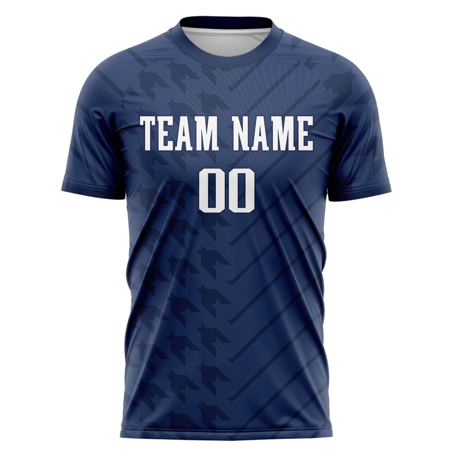 Custom Navy White Pattern Soccer Jersey