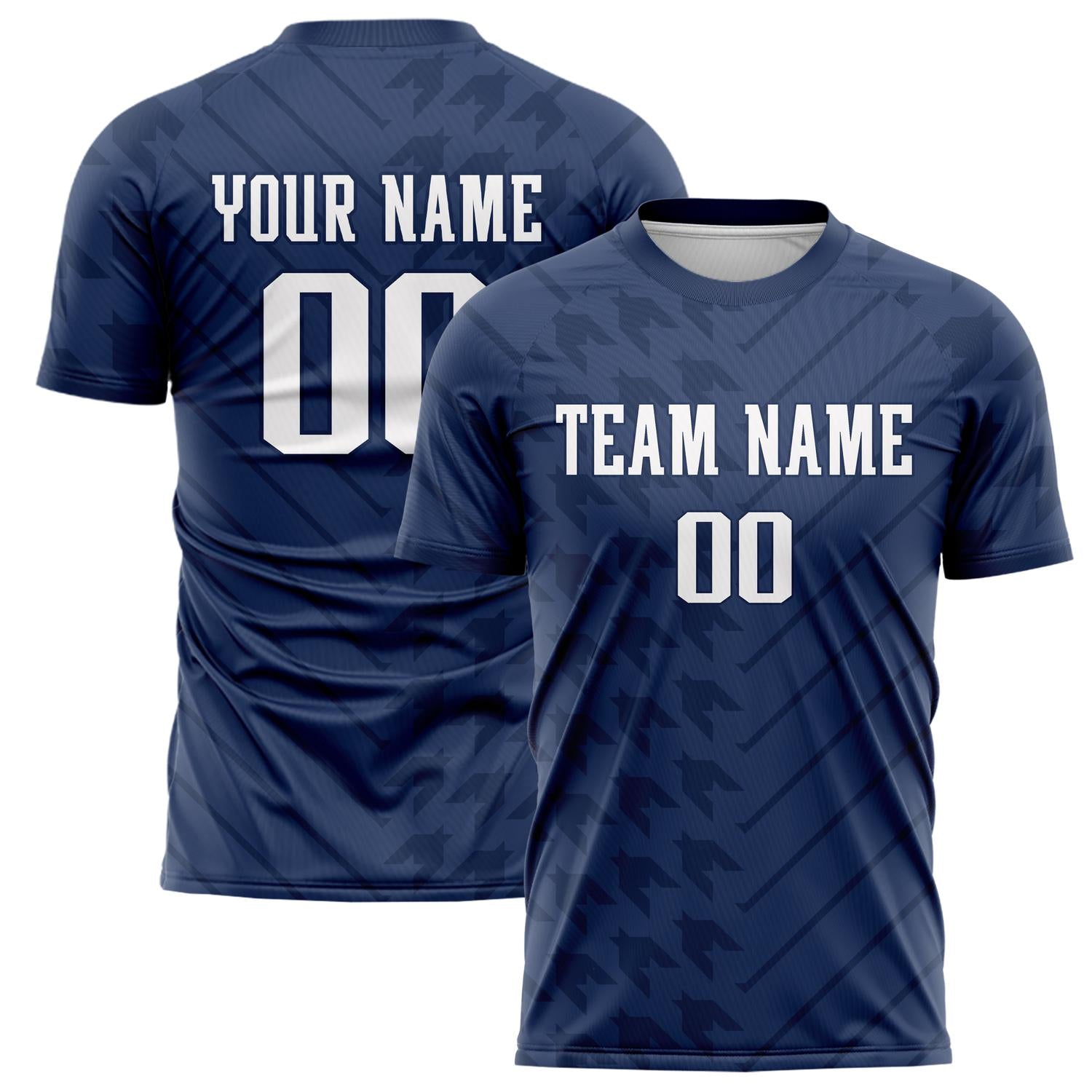 Custom Navy White Pattern Soccer Jersey FT02240809JC045