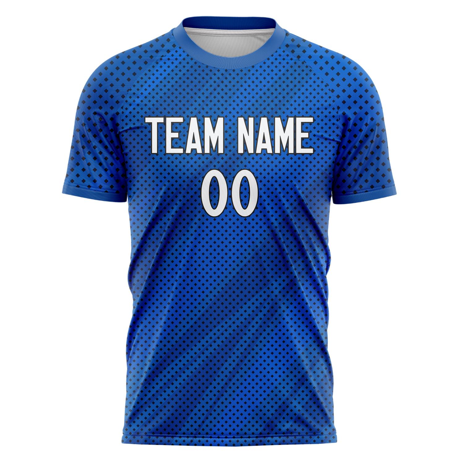 Custom Blue White Pattern Soccer Jersey