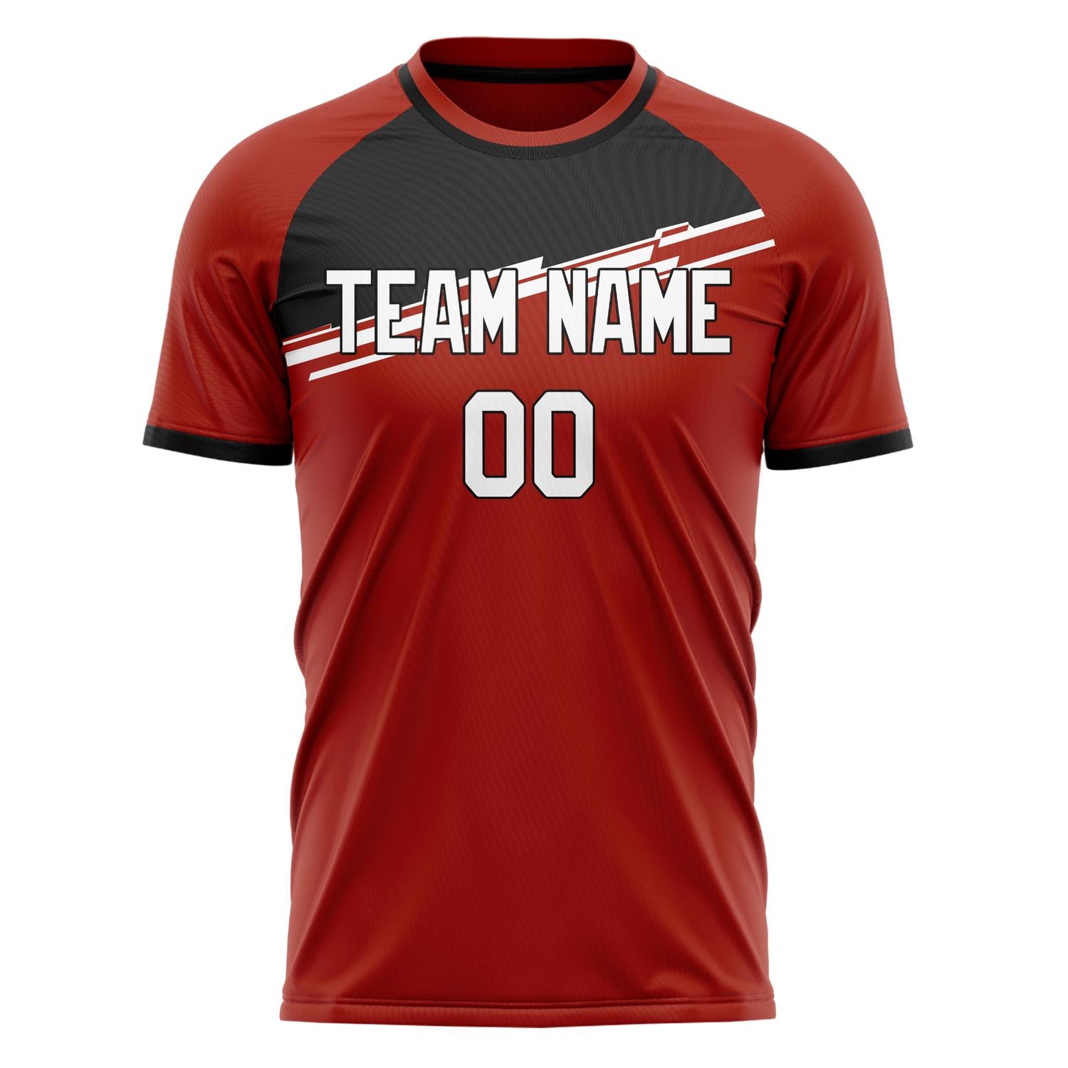Custom Red Black Pattern Soccer Jersey