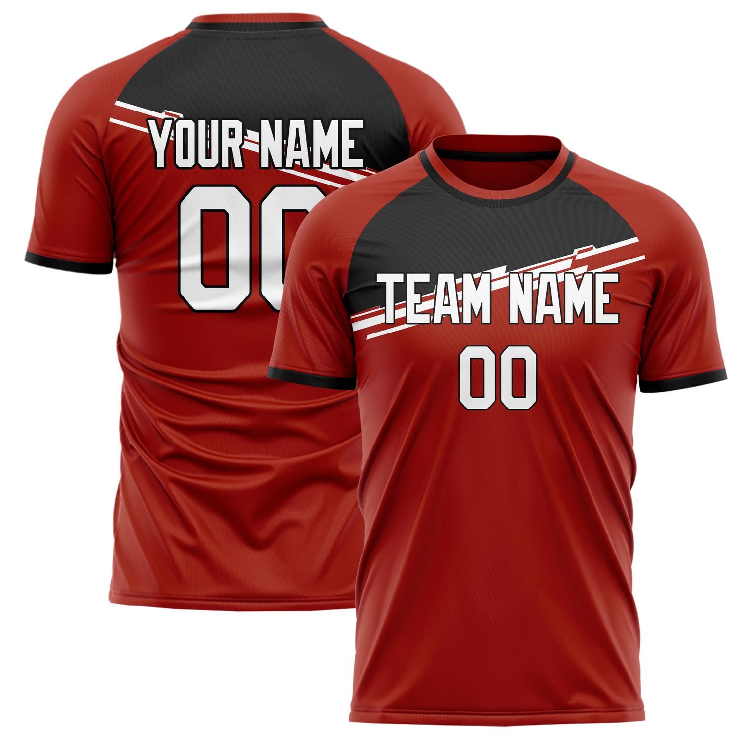 Custom Red Black Pattern Soccer Jersey FT02240809JC050
