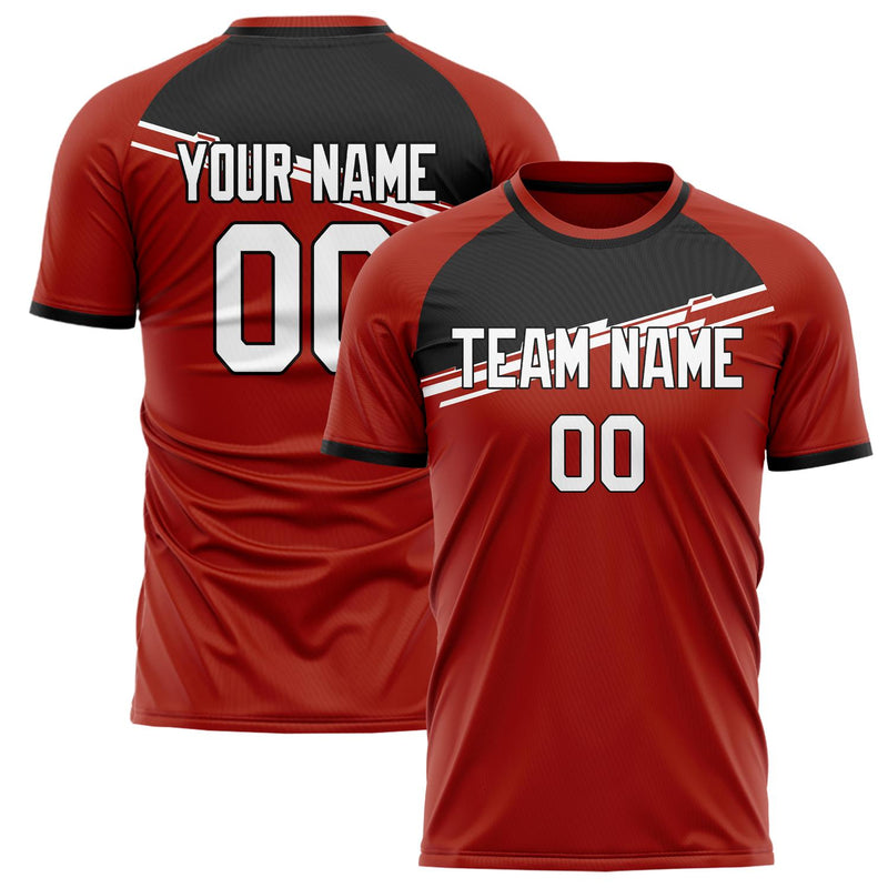 Custom Red Black Pattern Soccer Jersey FT02240809JC050