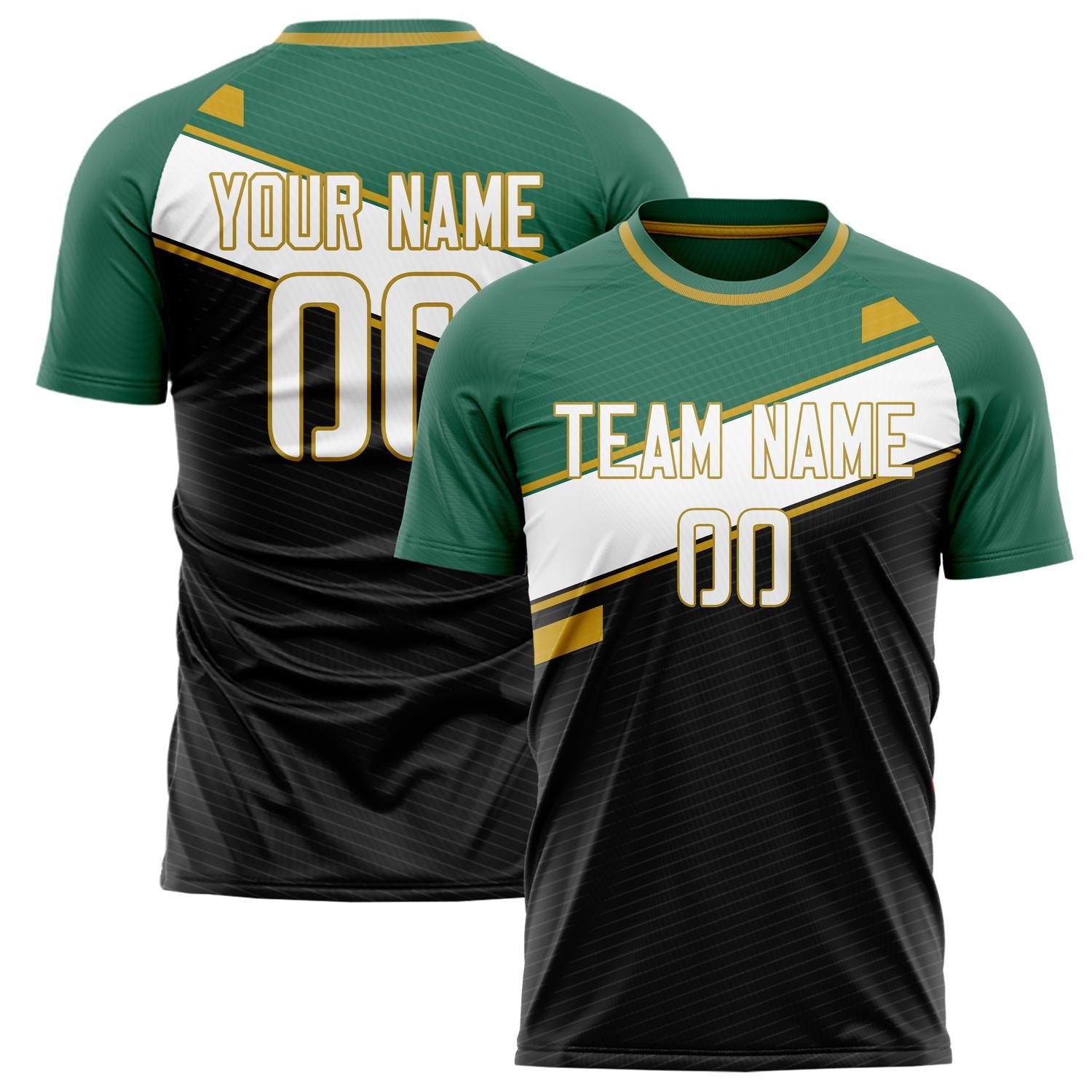 Custom Black Green Pattern Soccer Jersey FT02240809JC051