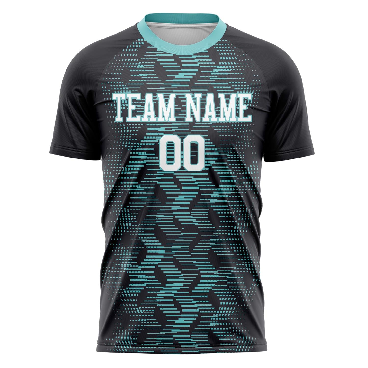 Custom Black Light Blue Pattern Soccer Jersey