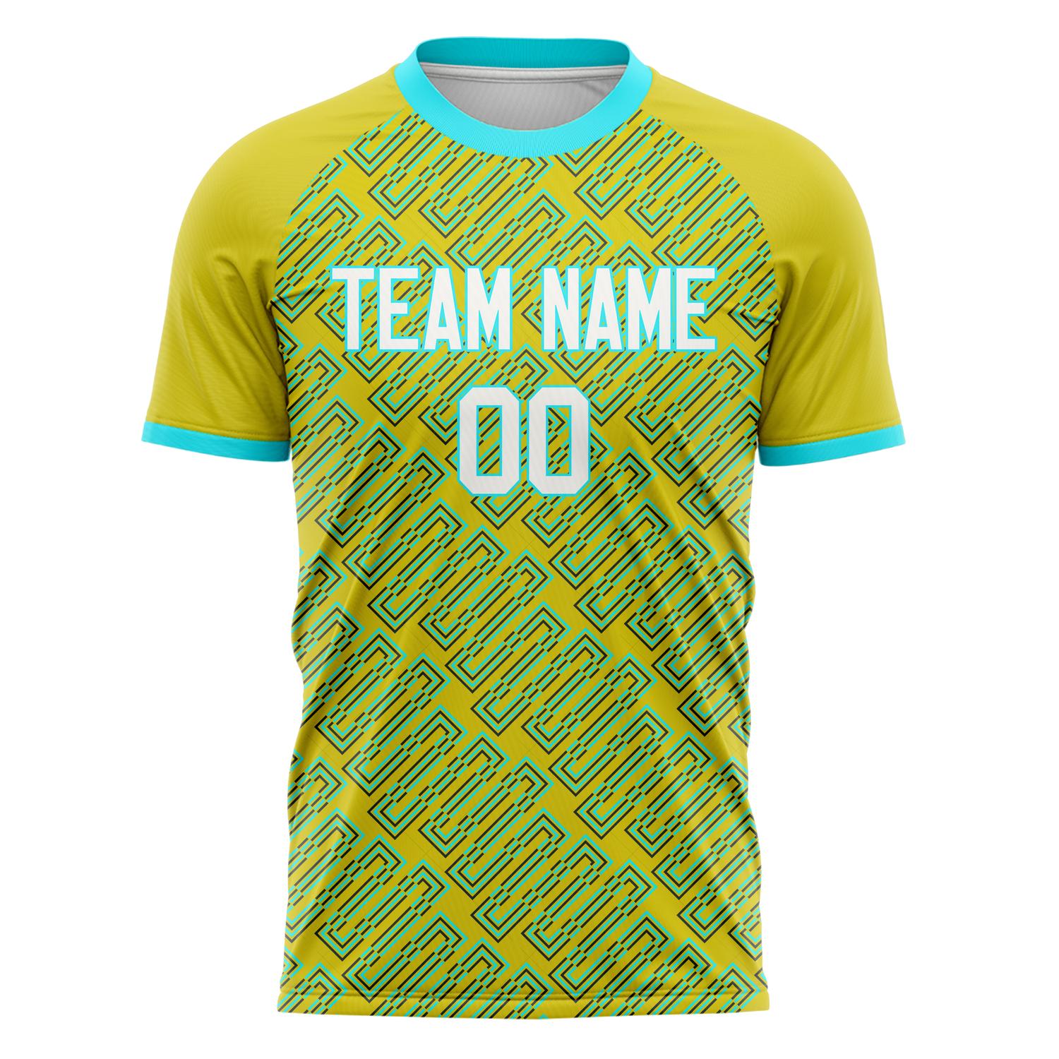 Custom Yellow Green Pattern Soccer Jersey