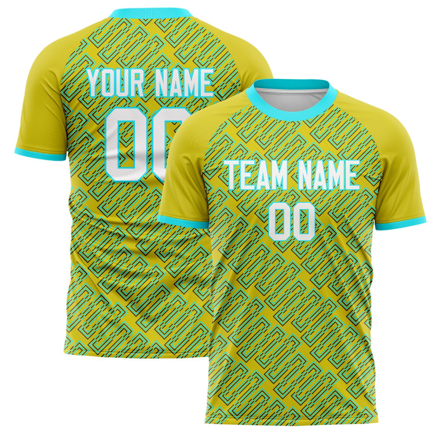 Custom Yellow Green Pattern Soccer Jersey FT02240809JC055