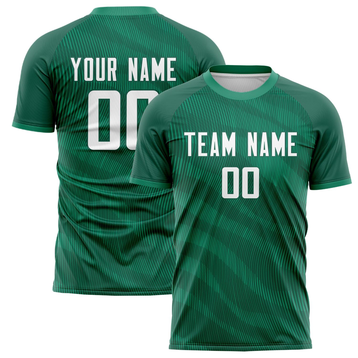 Custom Green White Pattern Soccer Jersey FT02240809JC056