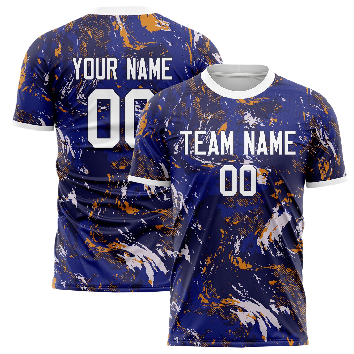 Custom Navy White Pattern Soccer Jersey FT02240809JC057