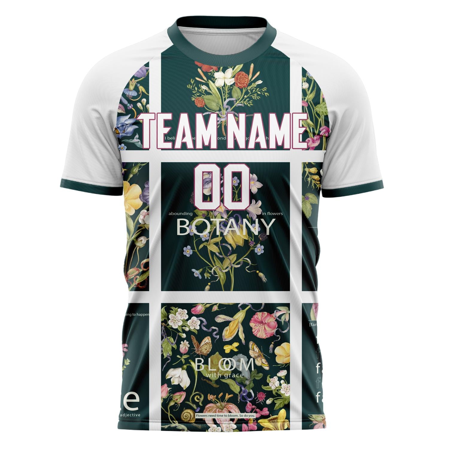 Custom White Green Pattern Soccer Jersey