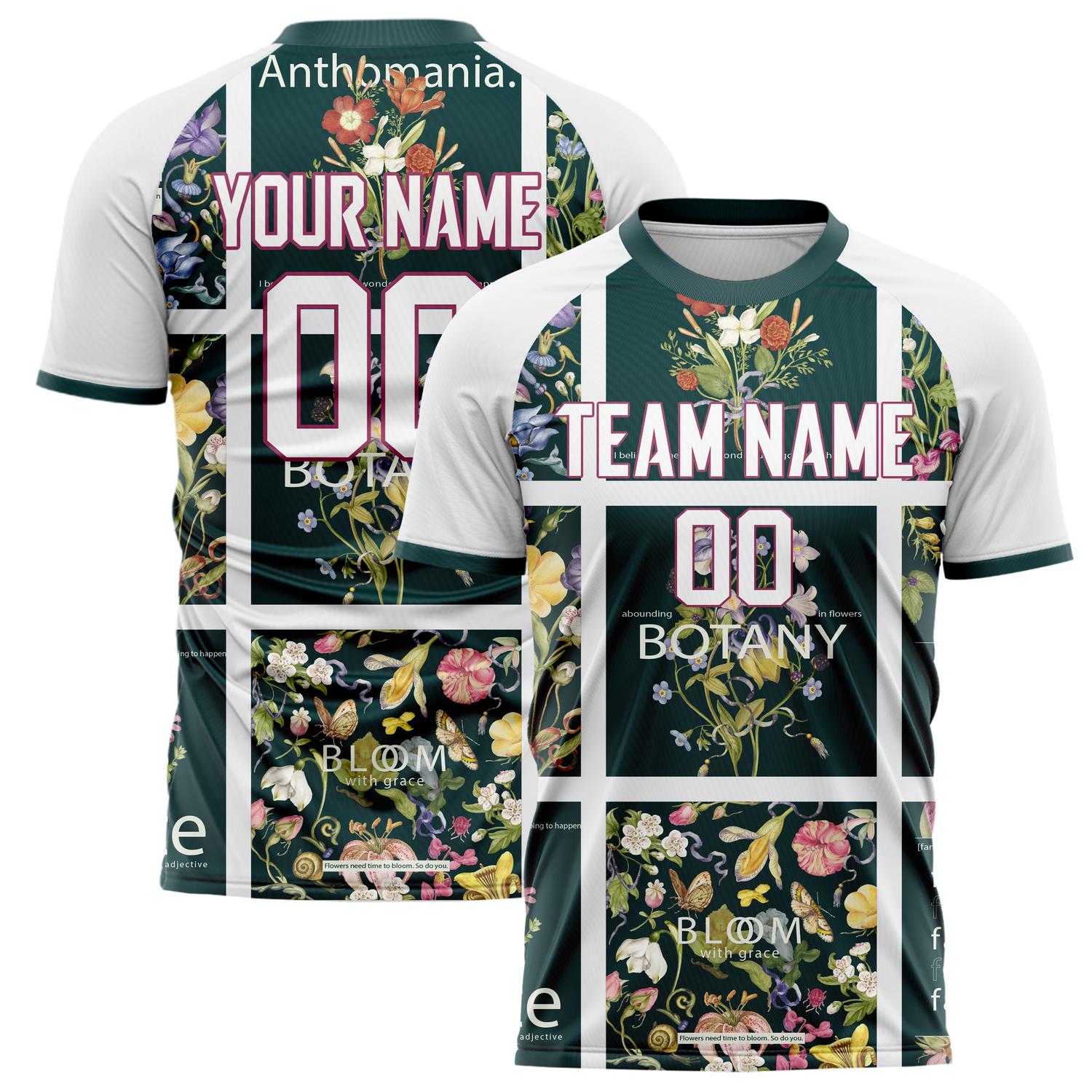 Custom White Green Pattern Soccer Jersey FT02240809JC059