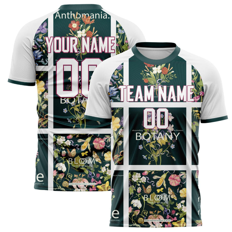 Custom White Green Pattern Soccer Jersey FT02240809JC059