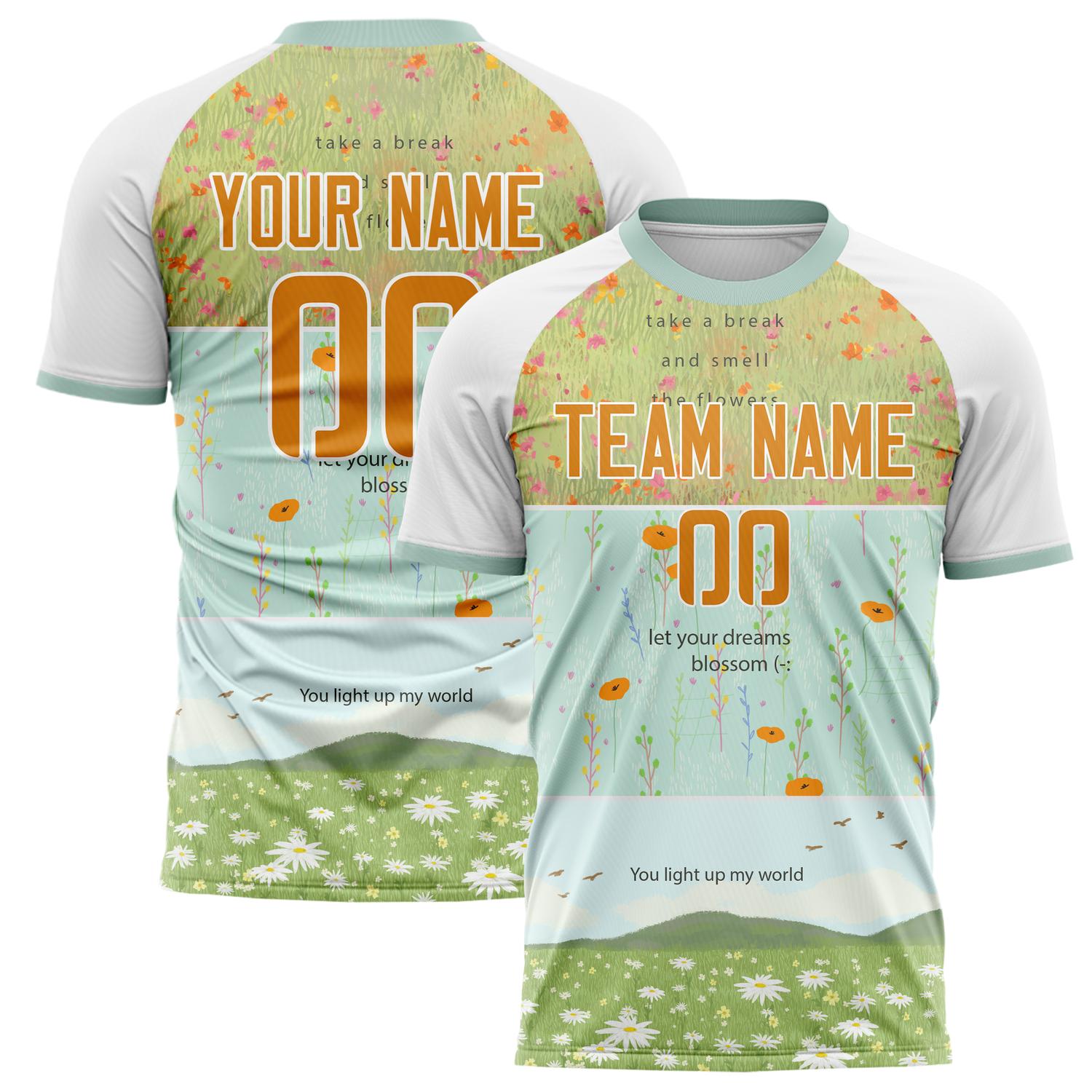Custom White Orange Pattern Soccer Jersey FT02240809JC061