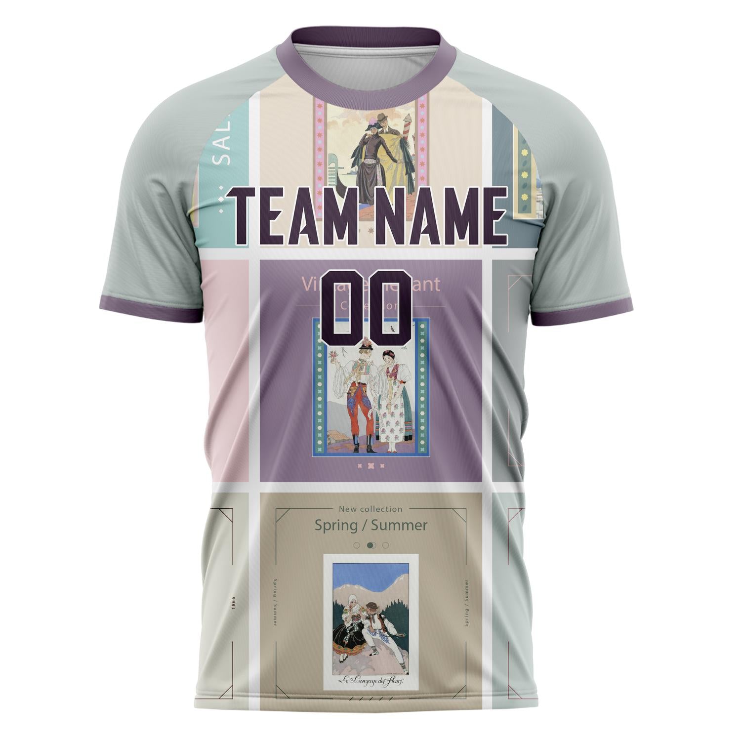 Custom Gray Purple Pattern Soccer Jersey