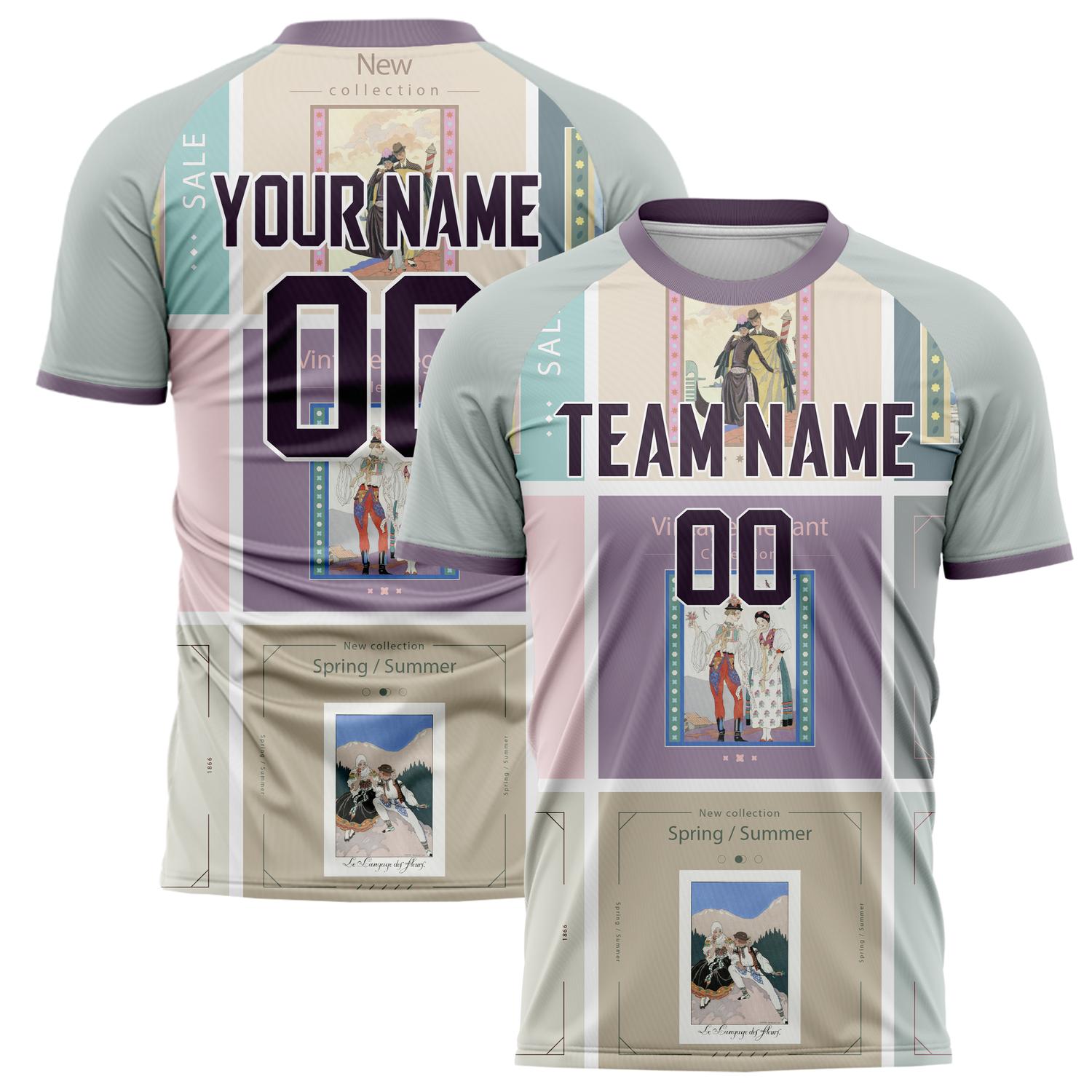 Custom Gray Purple Pattern Soccer Jersey FT02240809JC062