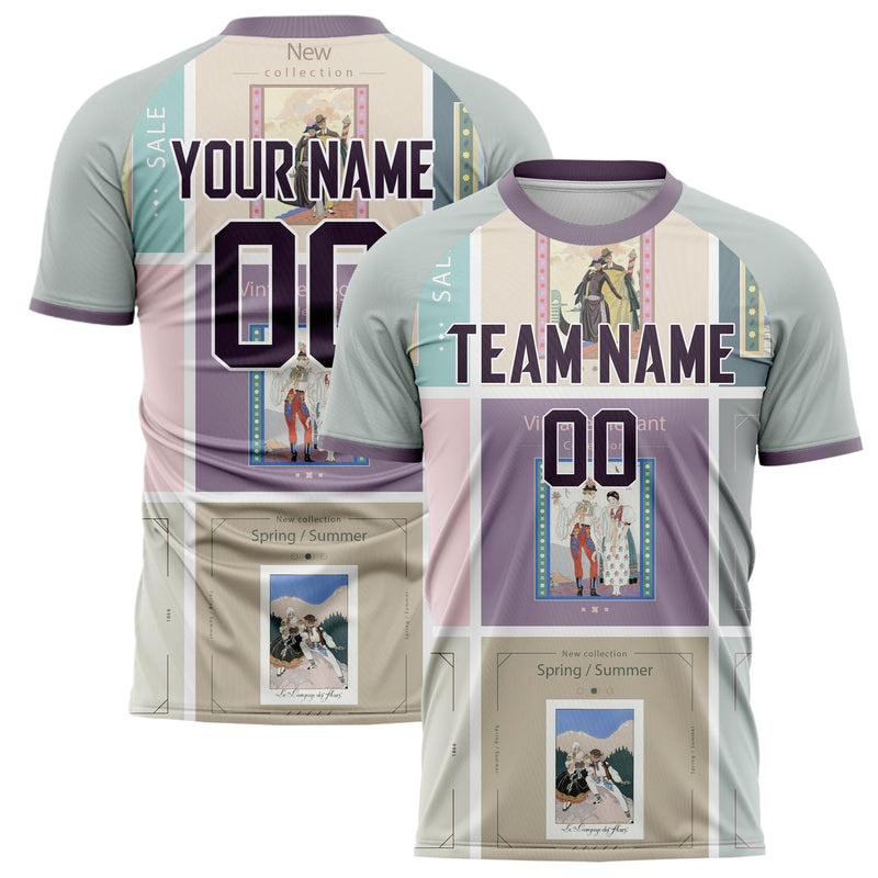 Custom Gray Purple Pattern Soccer Jersey FT02240809JC062