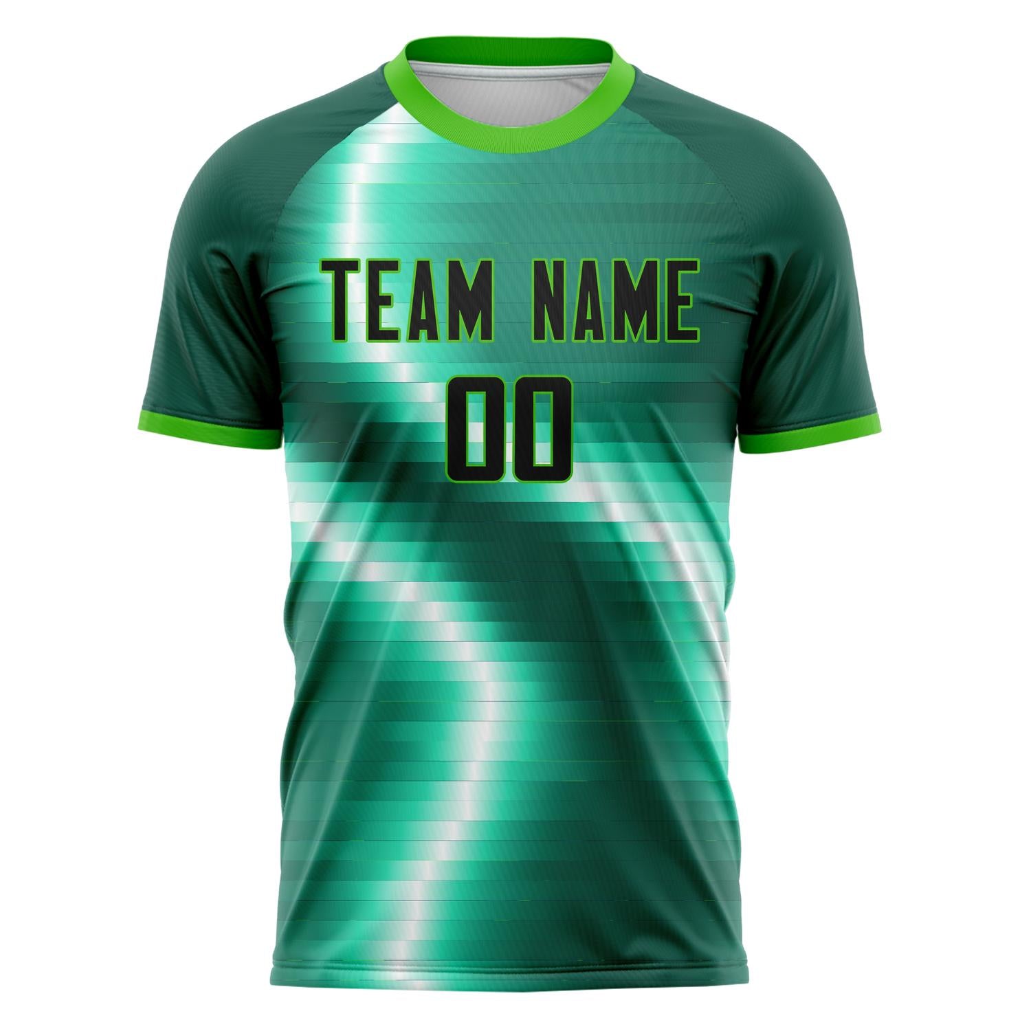 Custom Green Black Pattern Soccer Jersey