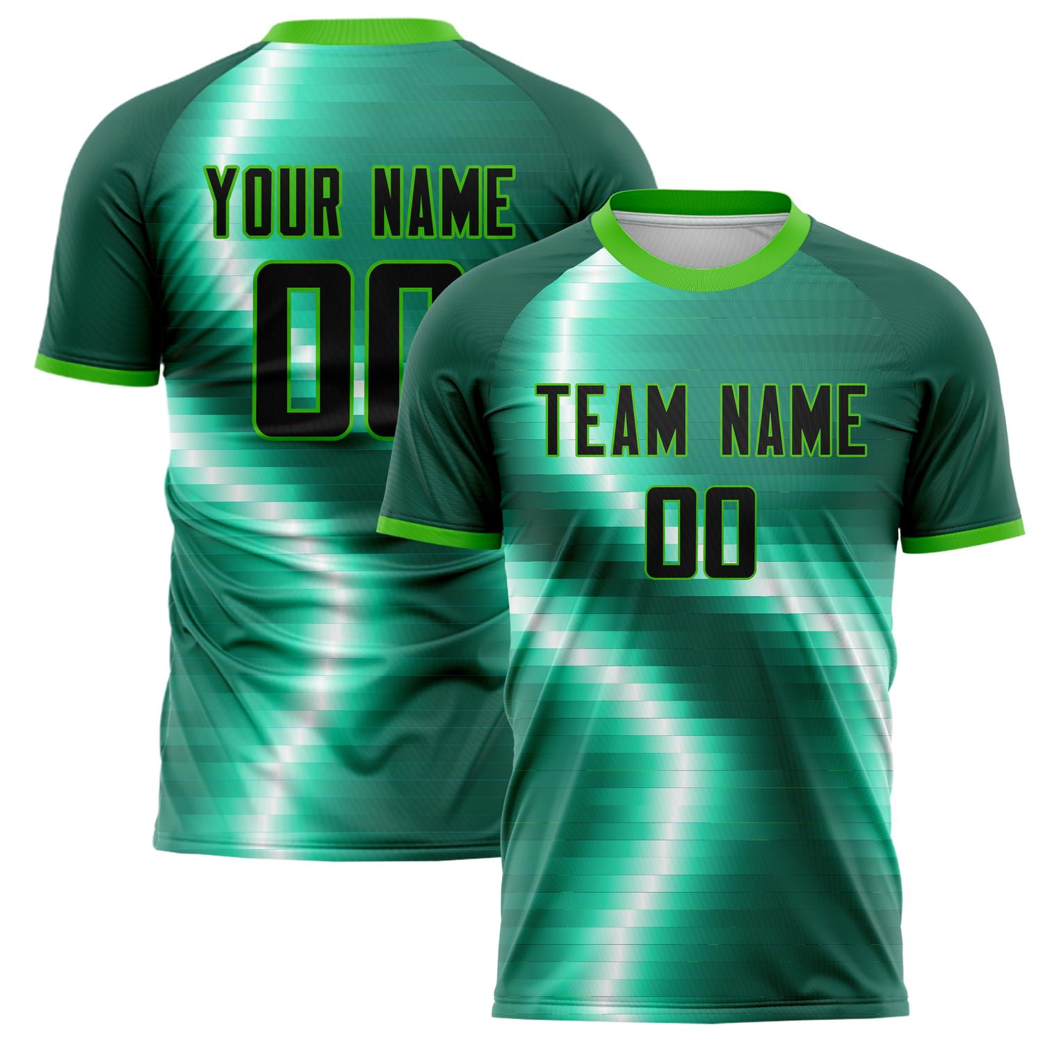 Custom Green Black Pattern Soccer Jersey FT02240809JC063