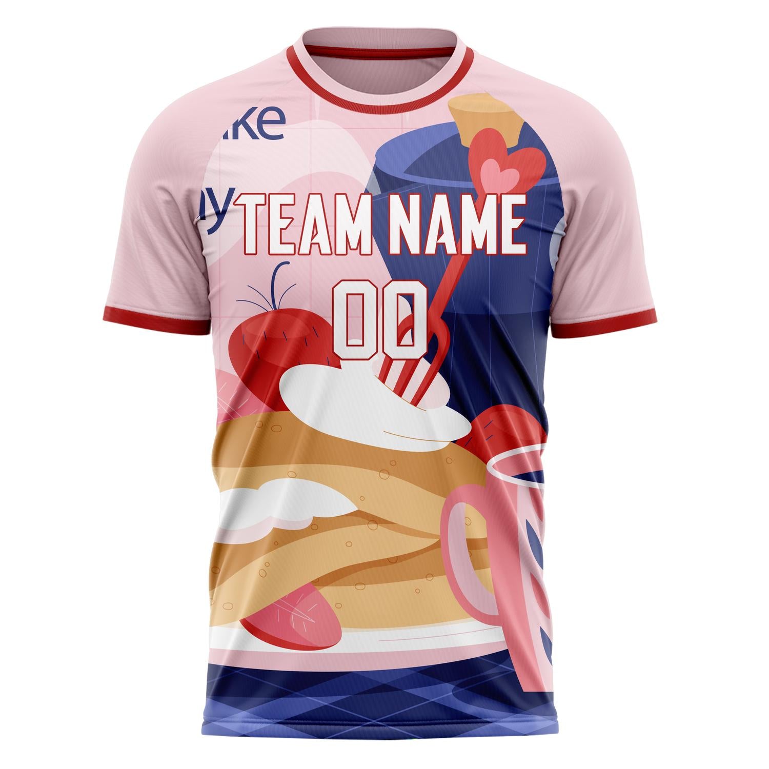Custom Pink White Pattern Soccer Jersey