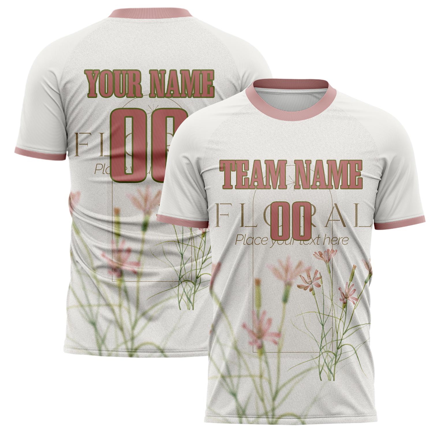 Custom White Pink Pattern Soccer Jersey FT02240809JC066