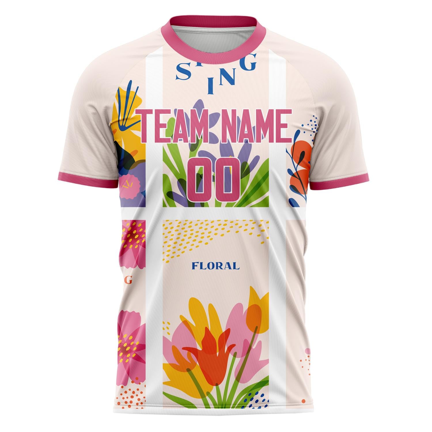 Custom White Pink Pattern Soccer Jersey