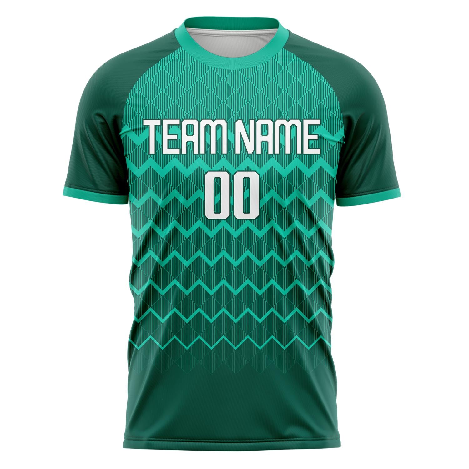 Custom Teal White Pattern Soccer Jersey