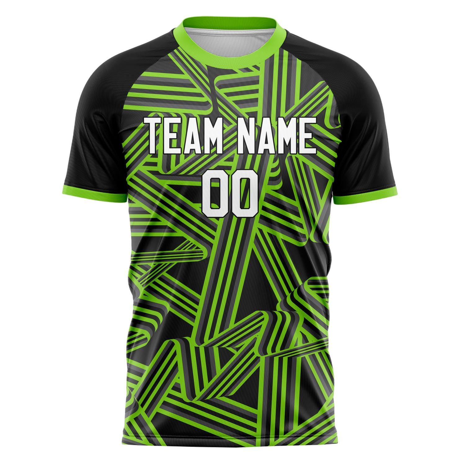 Custom Kelly Green Black Pattern Soccer Jersey