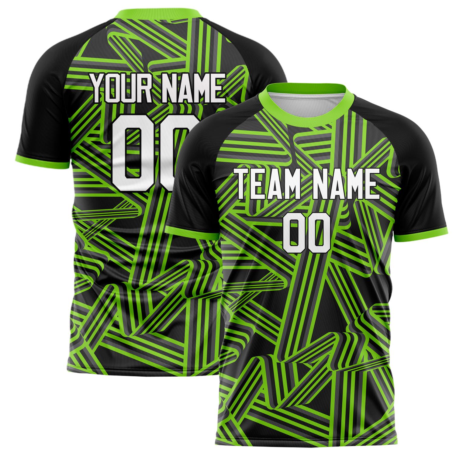 Custom Kelly Green Black Pattern Soccer Jersey FT02240809JC069
