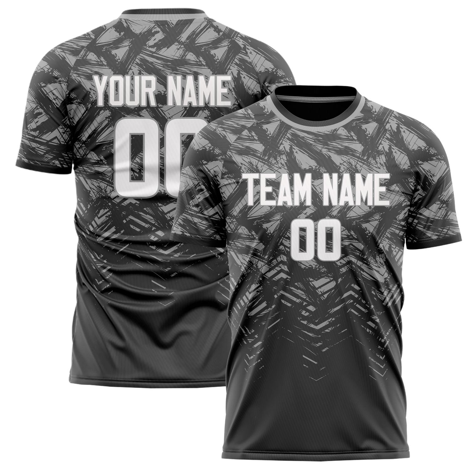 Custom Gray White Pattern Soccer Jersey FT02240809JC074