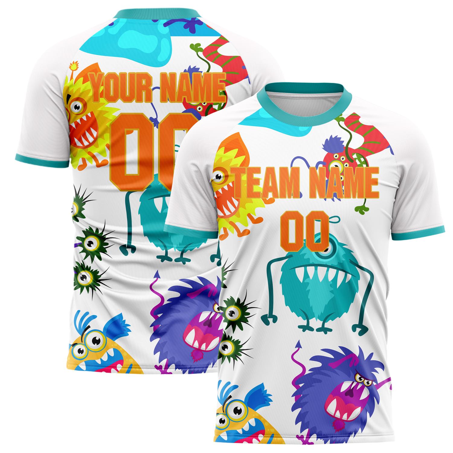 Custom White Orange Pattern Soccer Jersey FT02240809JC075