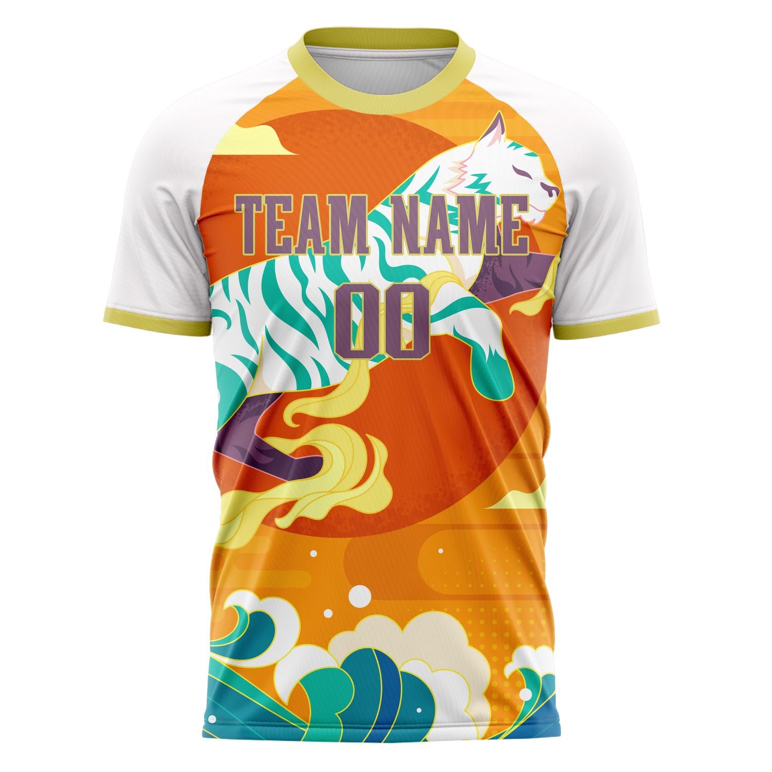 Custom White Orange Pattern Soccer Jersey
