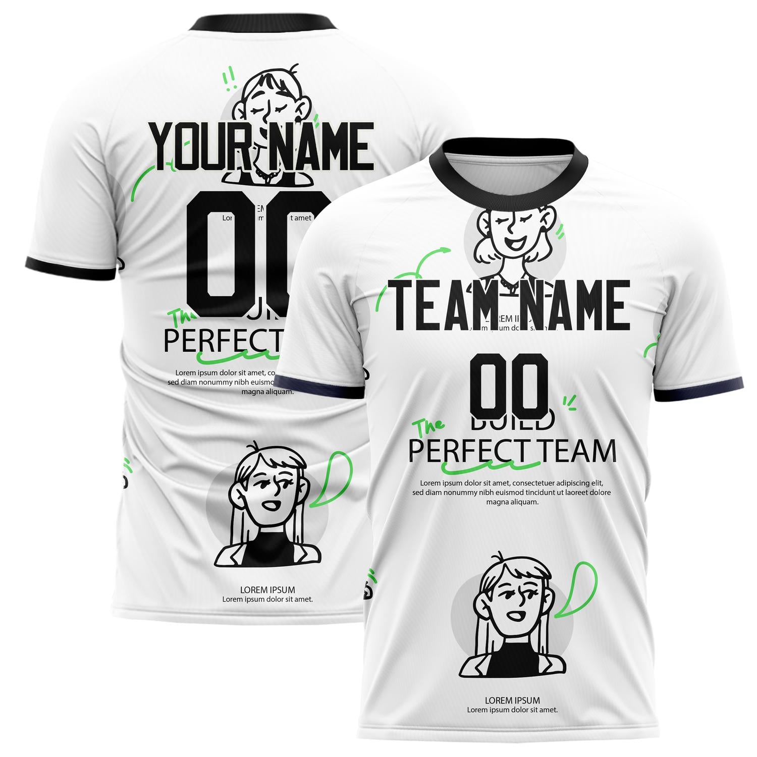 Custom White Black Pattern Soccer Jersey FT02240809JC077