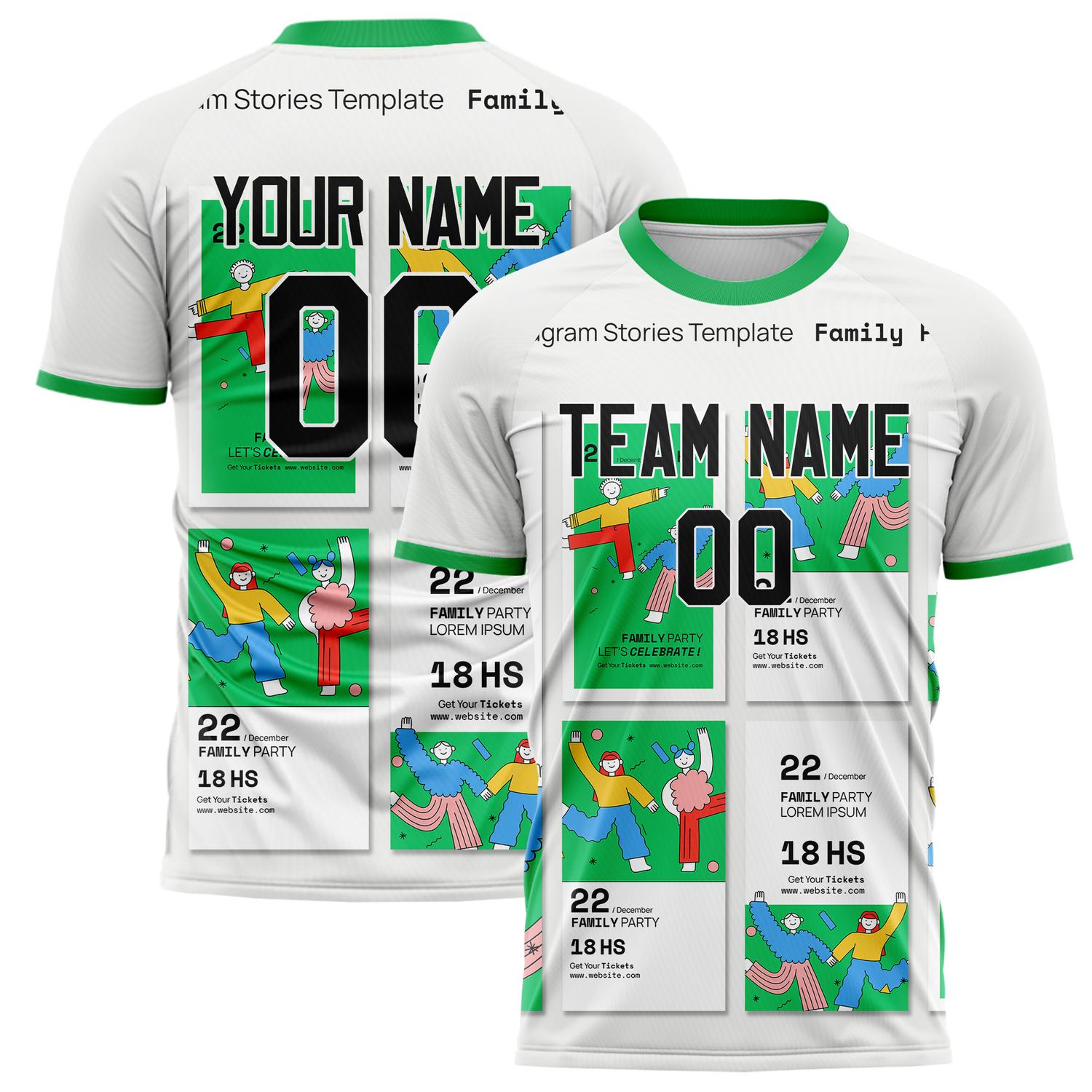 Custom White Kelly Green Pattern Soccer Jersey FT02240809JC078