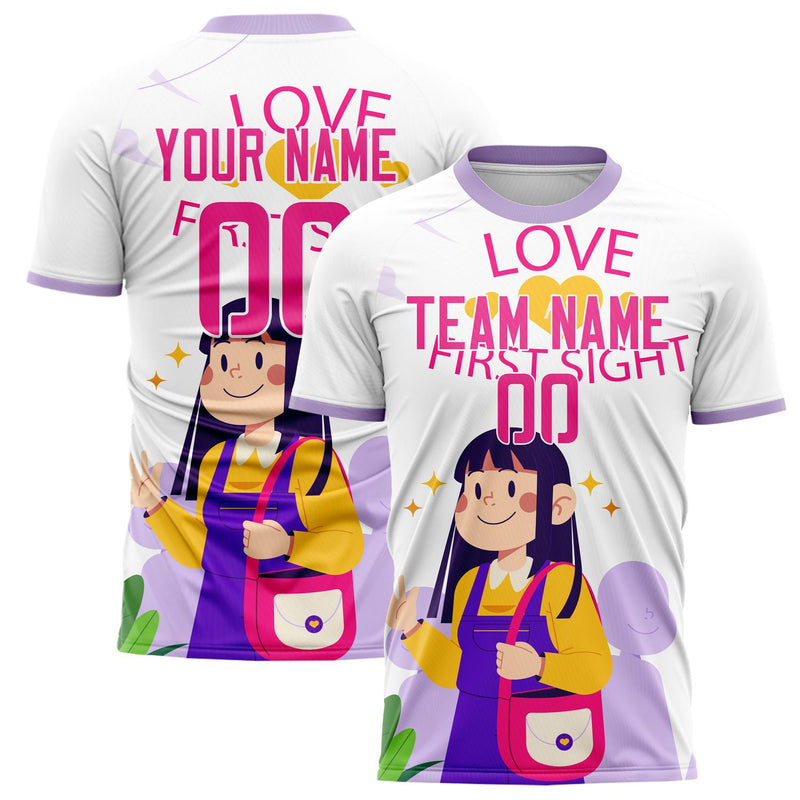 Custom White Pink Pattern Soccer Jersey FT02240809JC079