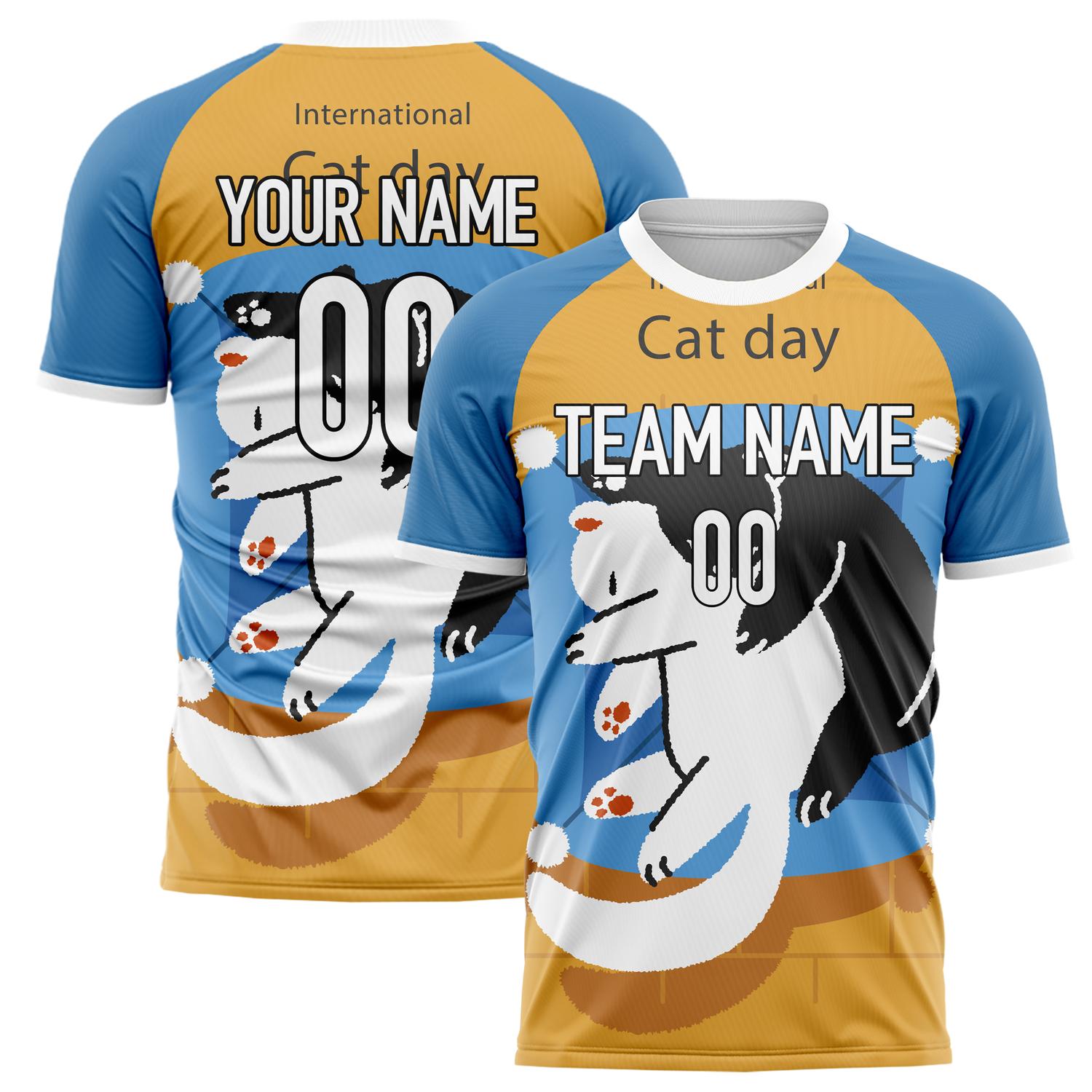 Custom Blue White Pattern Soccer Jersey FT02240809JC081