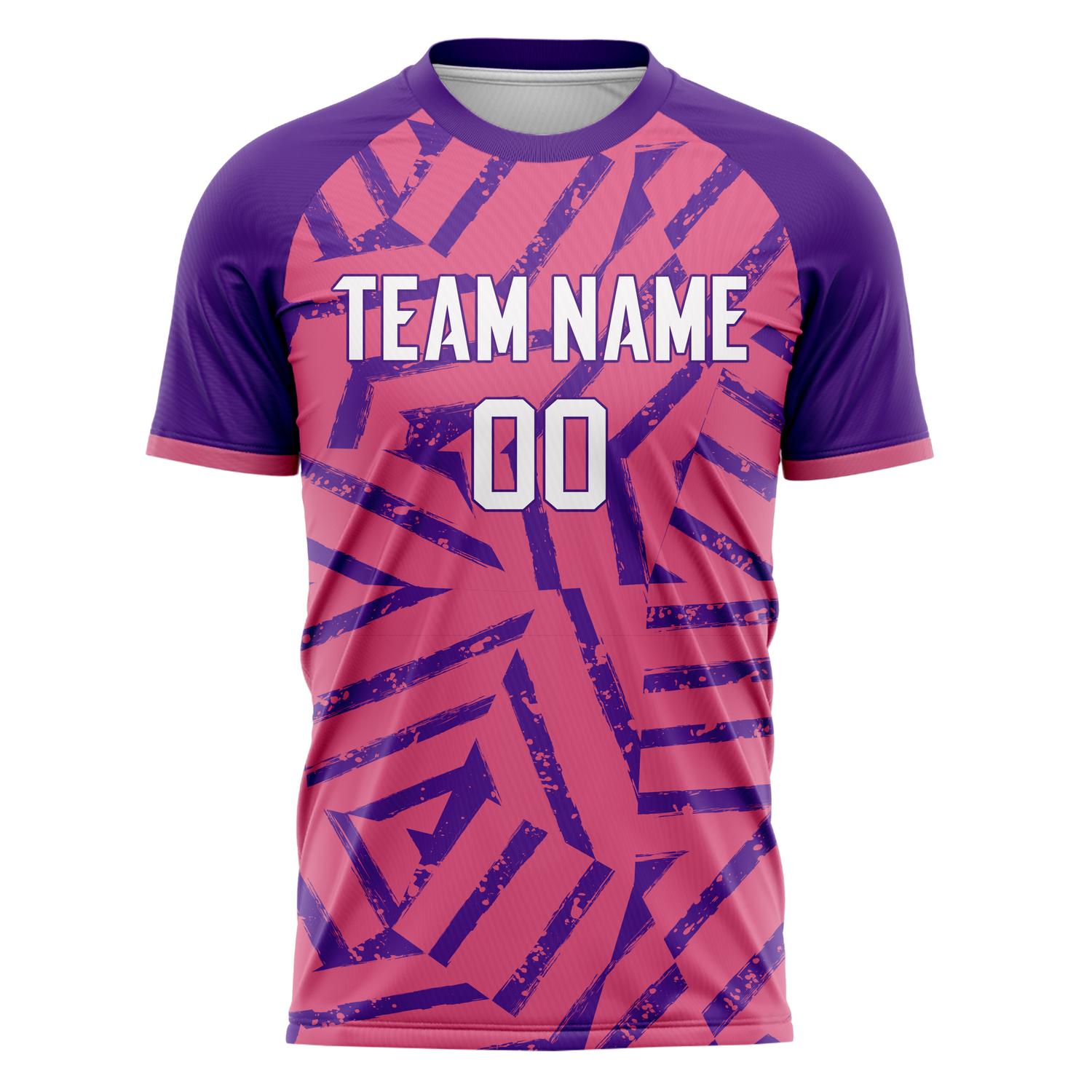 Custom Pink Purple Pattern Soccer Jersey