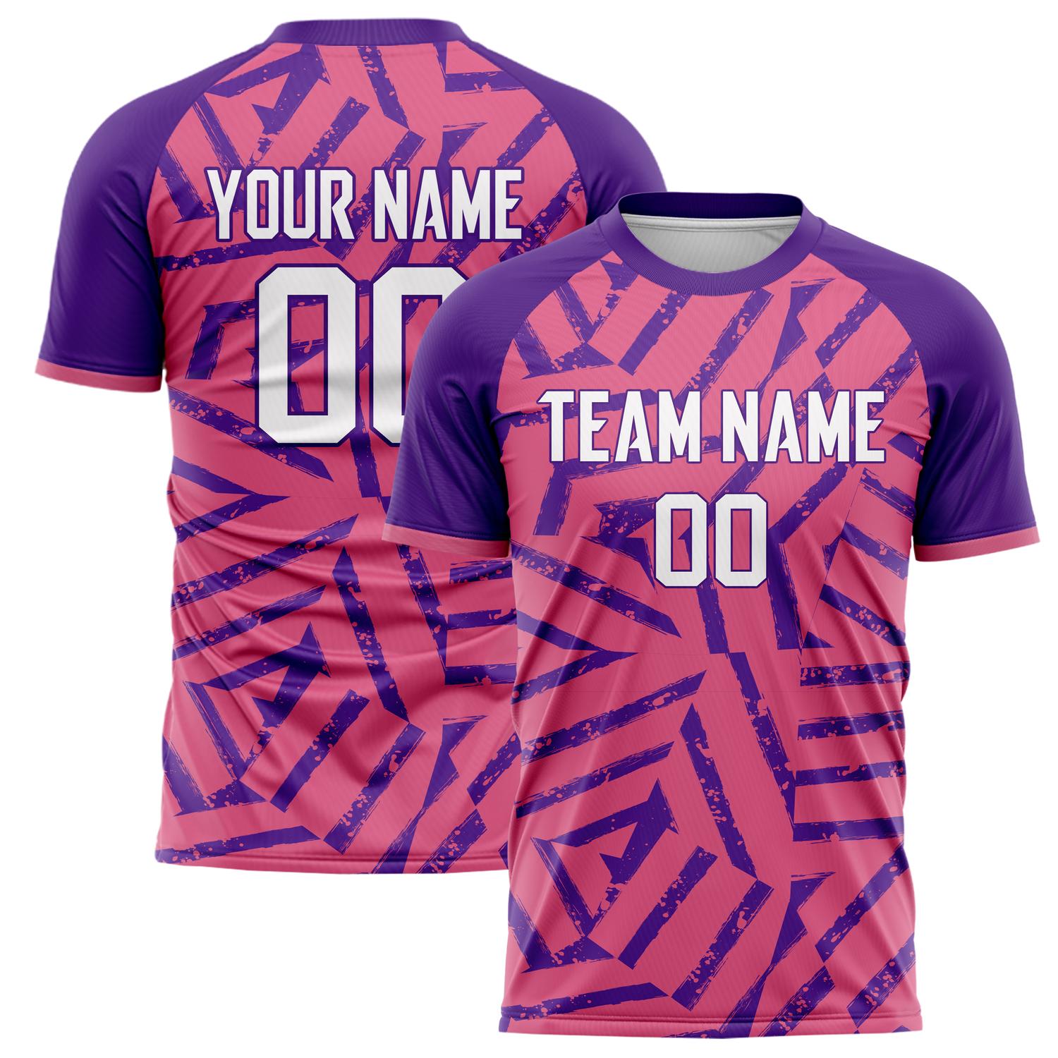 Custom Pink Purple Pattern Soccer Jersey FT02240809JC085