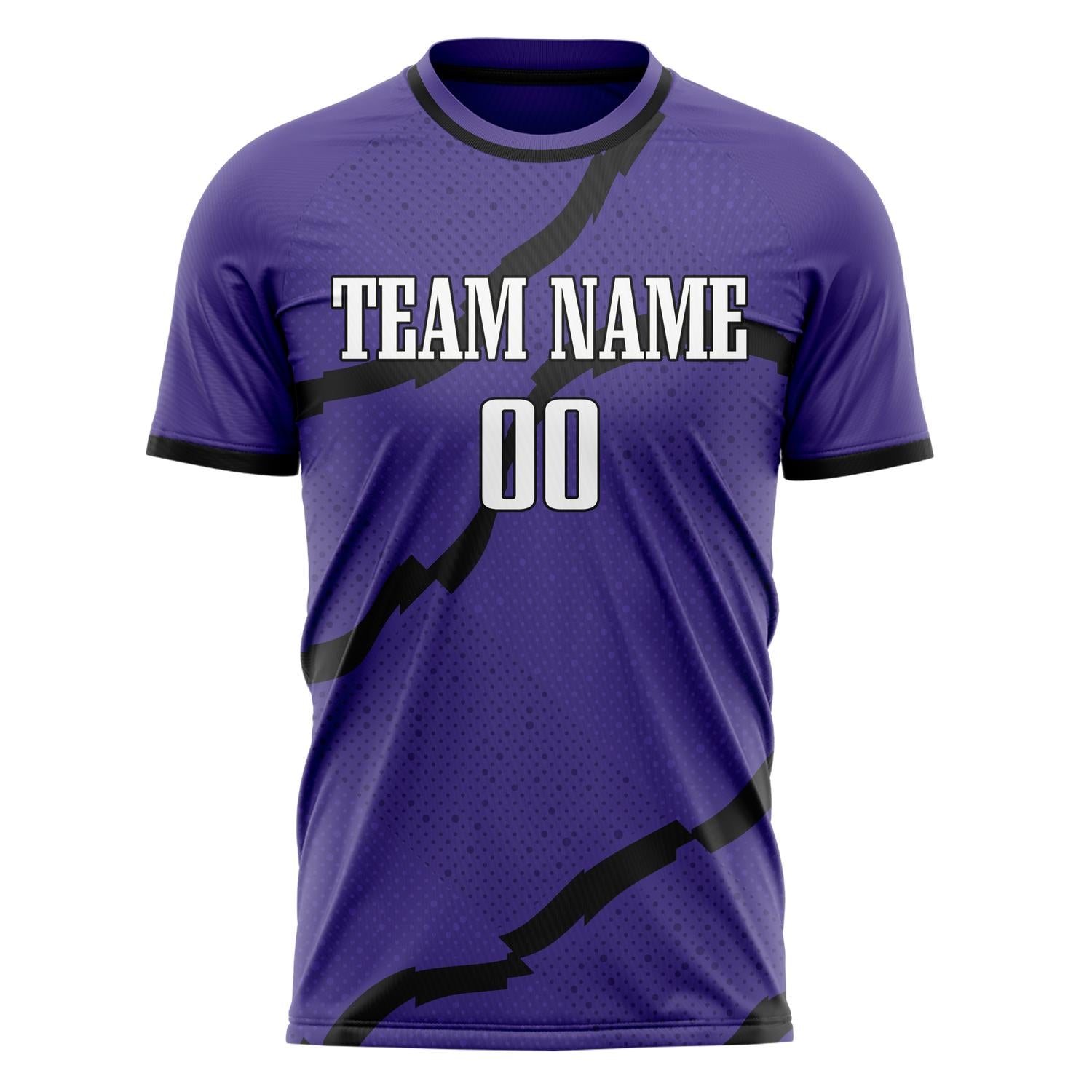 Custom Purple Black Pattern Soccer Jersey